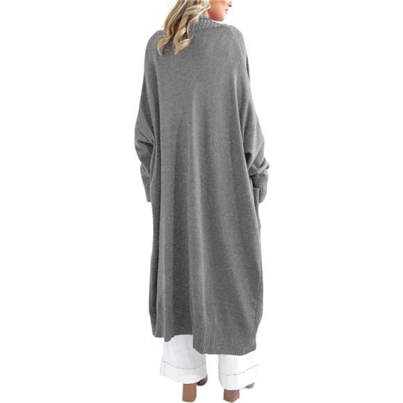 Womens Long Cardigan Sweaters with Pockets Grey - Picture 3 of 5